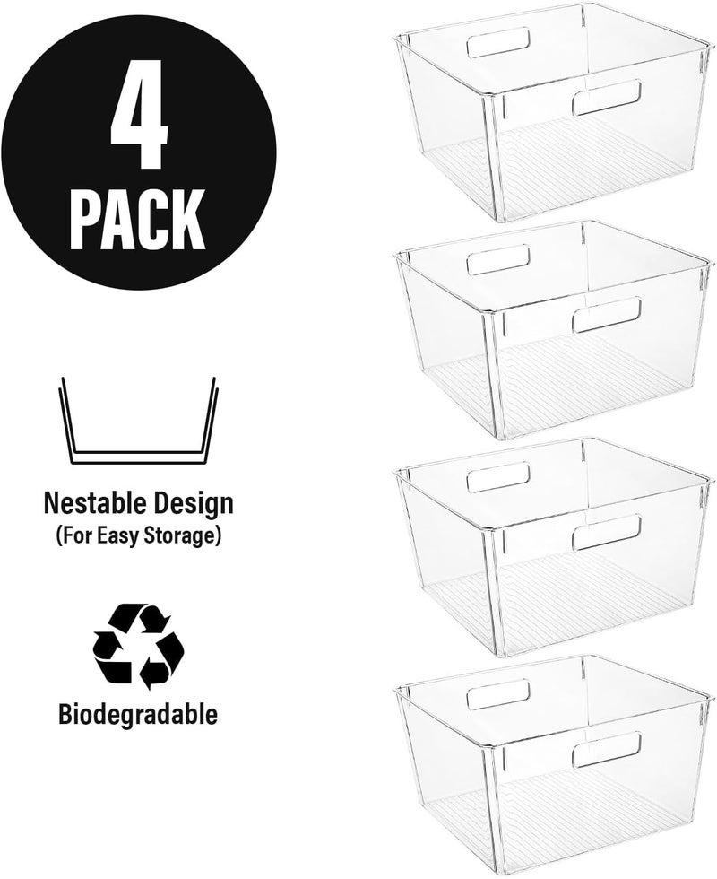 CONTROL KITCHEN Extra Large Clear Plastic Storage Bins, Perfect for Kitchen Organization or Pantry Organization and Storage, Laundry Room, Fridge, Freezer Organizer Plastic Storage Containers for Organizing - Image 4