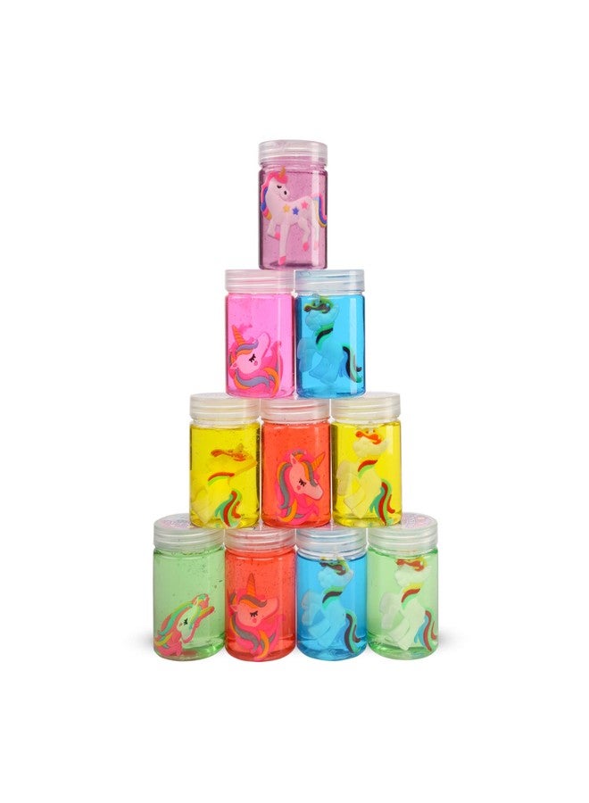 4WORDS Non Toxic DIY Unicorn Crystal Clay Soft Jelly Slime in for Girls and Boys Kids Above Age 5+ Year Old (Pack of 12) - Image 1