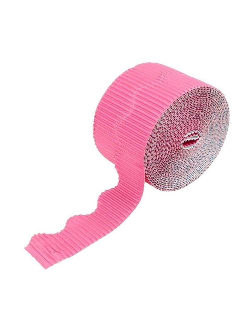 Maxi 1-Piece Corrugated Scalloped Borderette Border For School Displays, Classroom Decorations and Bulletin Boards Tape Pink - Image 2