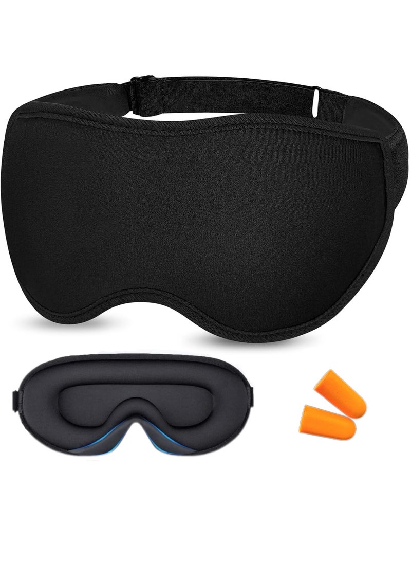 RADIANCES Sleep Mask for Men Women - 100% Blackout Eye Masks for Sleep - 3D Soft Sleeping Mask for Side Sleepers - Zero Pressure Lash Extensions Eye Cover Shade for Airplane Travel Essentials, Black - Image 1