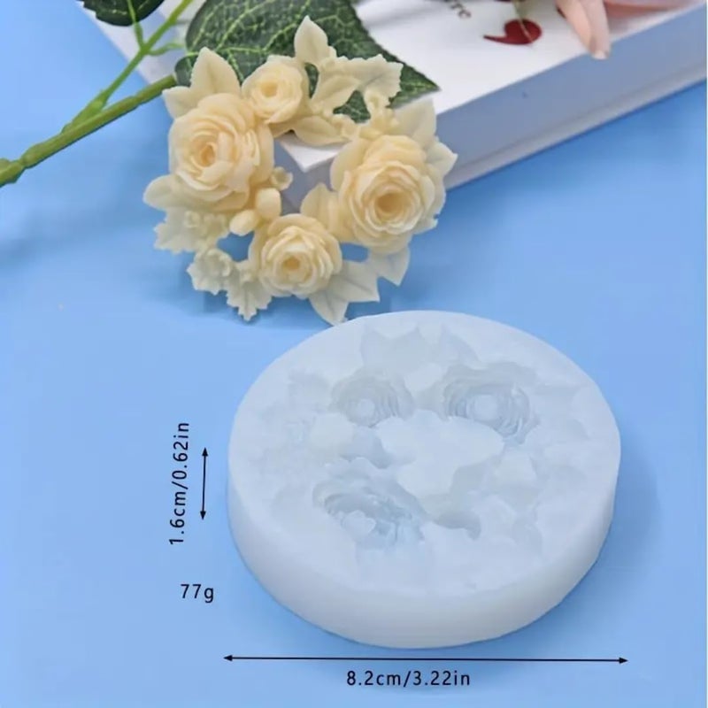 Skytail Valentines Day Rose Garland Silicone Mold Valentines Day 3D Roses Candle Mold Couple Gifts Wax Resin Casting Clay Chocolate Candy Mold for DIY Cupcake Cookie Cake Pop Jelly Soap Mold - Image 2