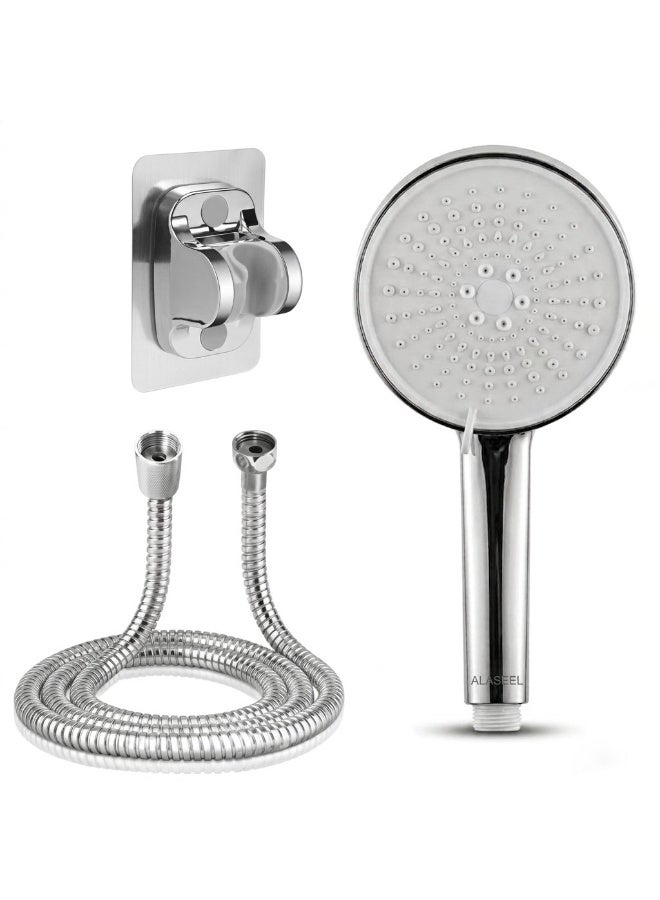 ALASEEL High-Pressure Handheld Shower Head Set - Includes Flexible Hose and Wall Mount Holder, Premium Chrome Finish Modern Design. - Image 1