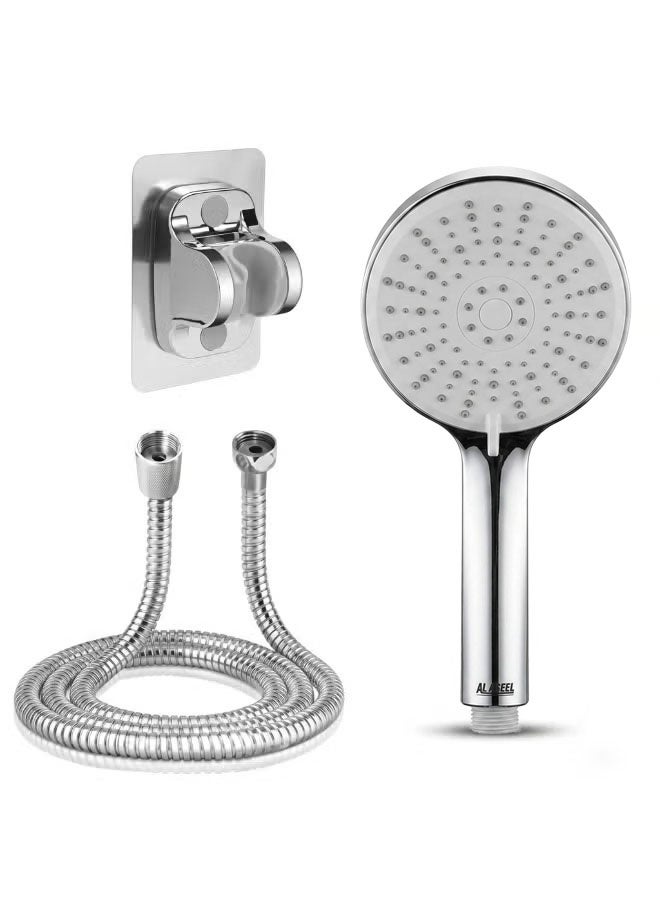 ALASEEL High-Pressure Handheld Shower Head Set - Includes Flexible Hose and Wall Mount Holder, Premium Chrome Finish Modern Design. - Image 1