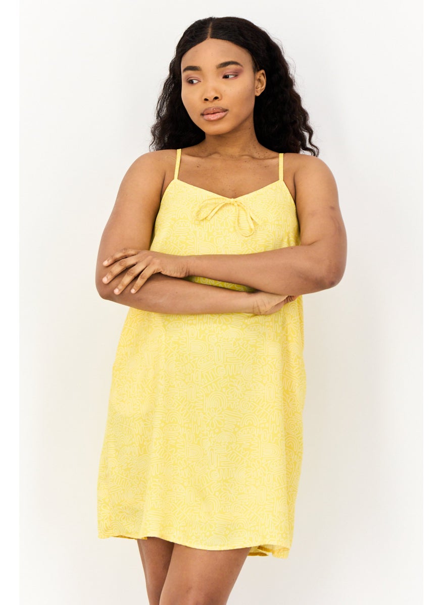 ONLY Women Graphic Print Mini Dress, Yellow  - Image 4