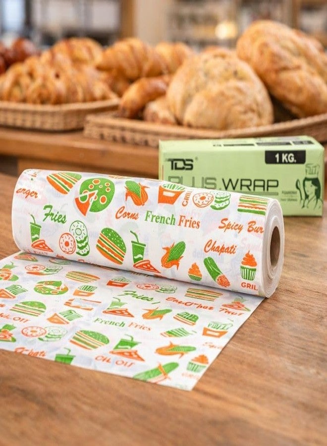TDS Plus Wrap Food Wrapping Paper Jumbo Roll 1 KG | Food Grade Oil Resistant Paper for Restaurants & Takeaway - Image 2