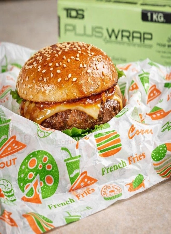 TDS Plus Wrap Food Wrapping Paper Jumbo Roll 1 KG | Food Grade Oil Resistant Paper for Restaurants & Takeaway - Image 3