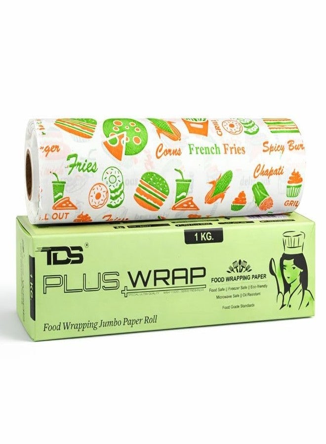 TDS Plus Wrap Food Wrapping Paper Jumbo Roll 1 KG | Food Grade Oil Resistant Paper for Restaurants & Takeaway - Image 1