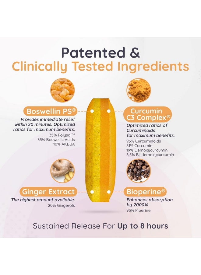 Joint Support Supplement, Potent Blend Of Turmeric Curcumin With Black Pepper, Boswellia Extract & Ginger, Fast-Acting Joint Supplement, 8-Hour Sustained Release, 120 Caplets - Sanjevani
