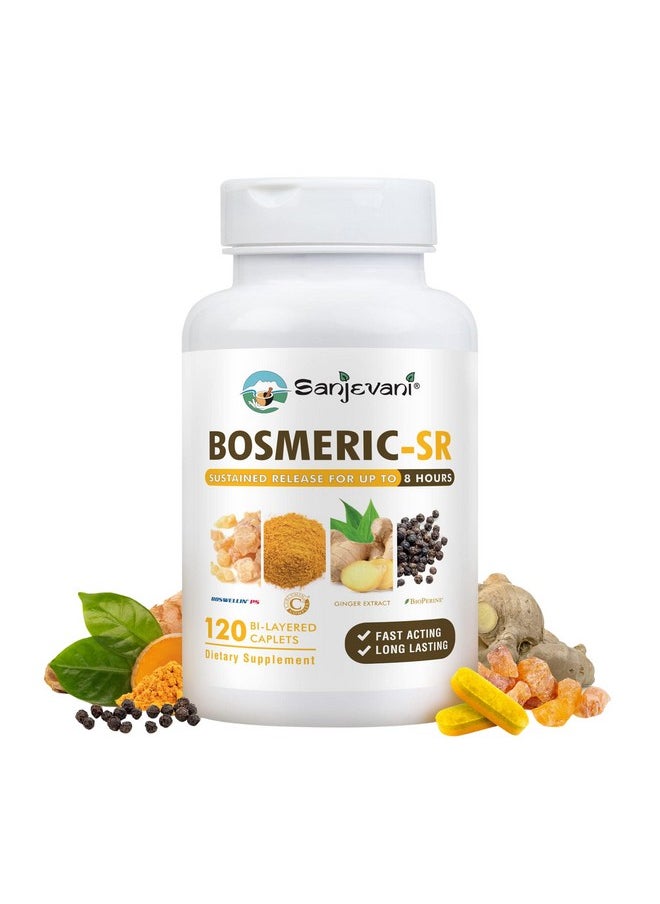 Joint Support Supplement, Potent Blend Of Turmeric Curcumin With Black Pepper, Boswellia Extract & Ginger, Fast-Acting Joint Supplement, 8-Hour Sustained Release, 120 Caplets - Sanjevani
