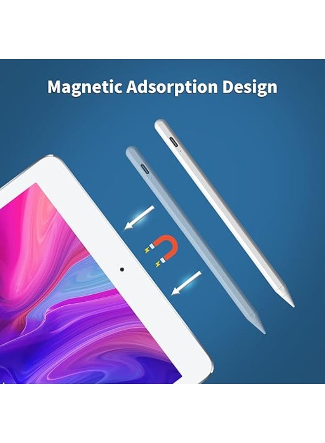 Stylus Pen for iPad with Palm Rejection – Type-C Fast Charging, 3 Replaceable Tips, Compatible with iPad Pro, Air & Mini – White - Image 3