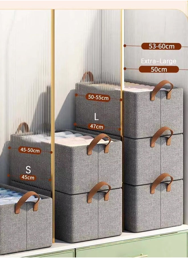 Generic Clothes Storage Box Bedroom Wardrobe Clothes Organizer Foldable Closet Storage Organizer Washable Closet Storage Boxes with Carrying Handles Large Foldable Clothes Storage Bag and Organization Box  - Image 4