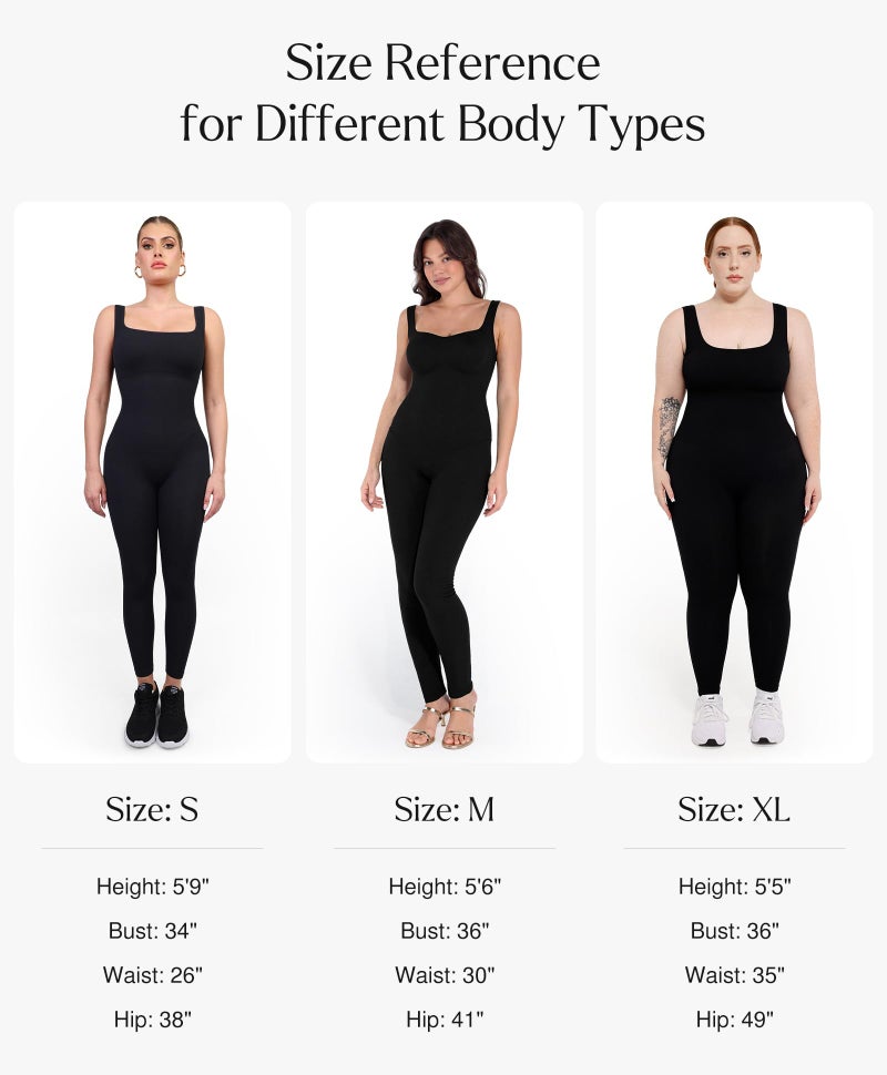 Popilush Jumpsuits for Women Built-In Bra Square Neck Ribbed Bodycon Workout Seamless Leggings Rompers Bodysuits Black Jumpsuit - Image 5