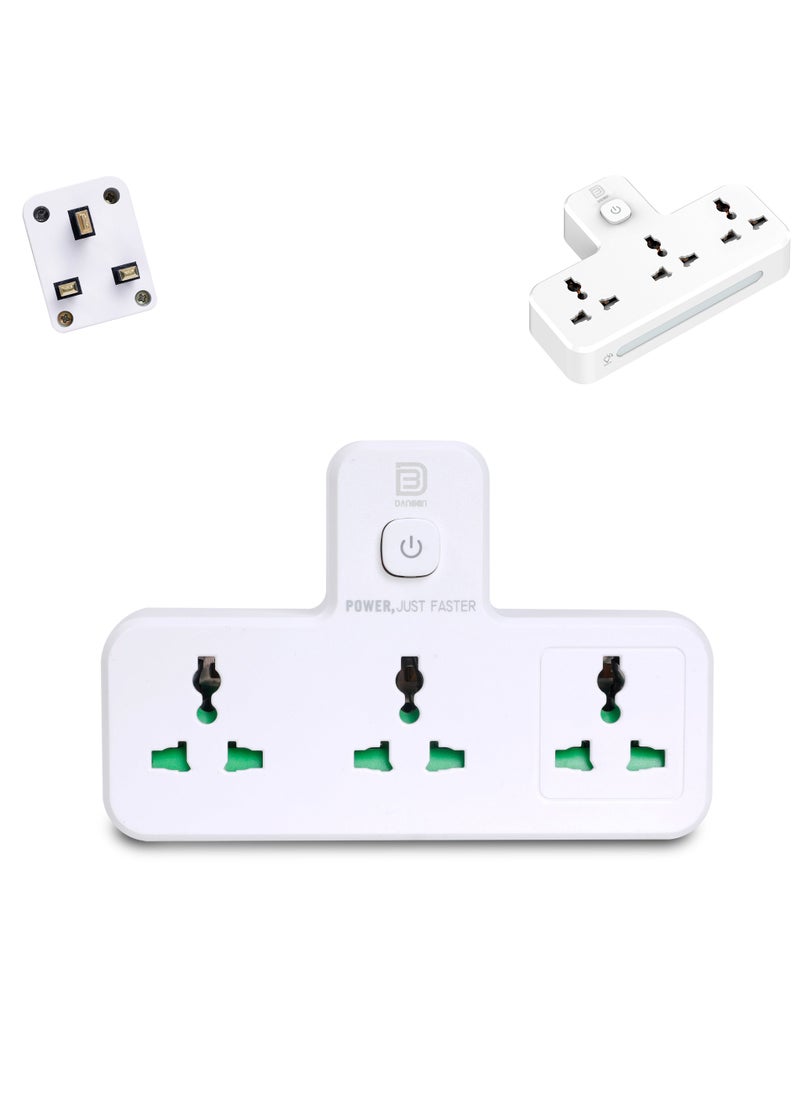 DANEEN 3-in-1 Multi-plug power extension socket with 3 Outlets, Surge Protector, LED Night light, Universal adapter & charging station for multiple devices (White) (Model: SC2311)  - Image 2