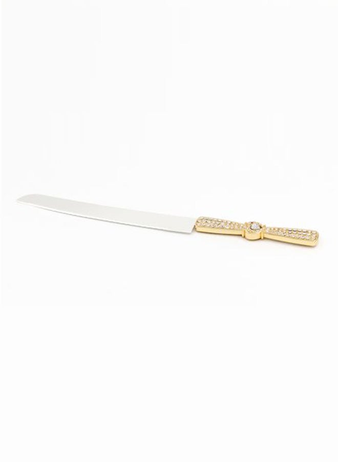 إسكدنيا طقم سكاكين كيك من قطعتين ذهبي/فضي 1xCake Shovel 13x37x3 , 1xLarge Knife 20سم - Image 3