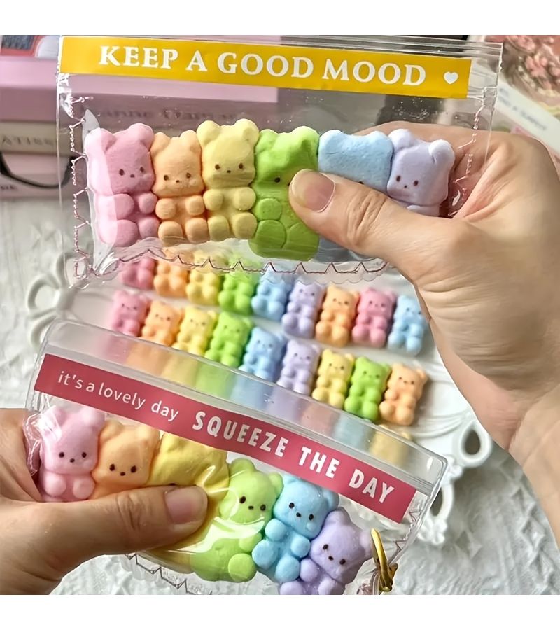 Handmade Realistic Waffle And Ice Cream Slow Rising Slime Seven Color Bear Novelty Durable Soft Slime For Desk Decor Christmas Birthday Gift - Image 5