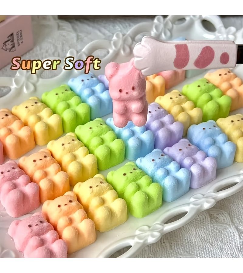Handmade Realistic Waffle And Ice Cream Slow Rising Slime Seven Color Bear Novelty Durable Soft Slime For Desk Decor Christmas Birthday Gift - Image 4
