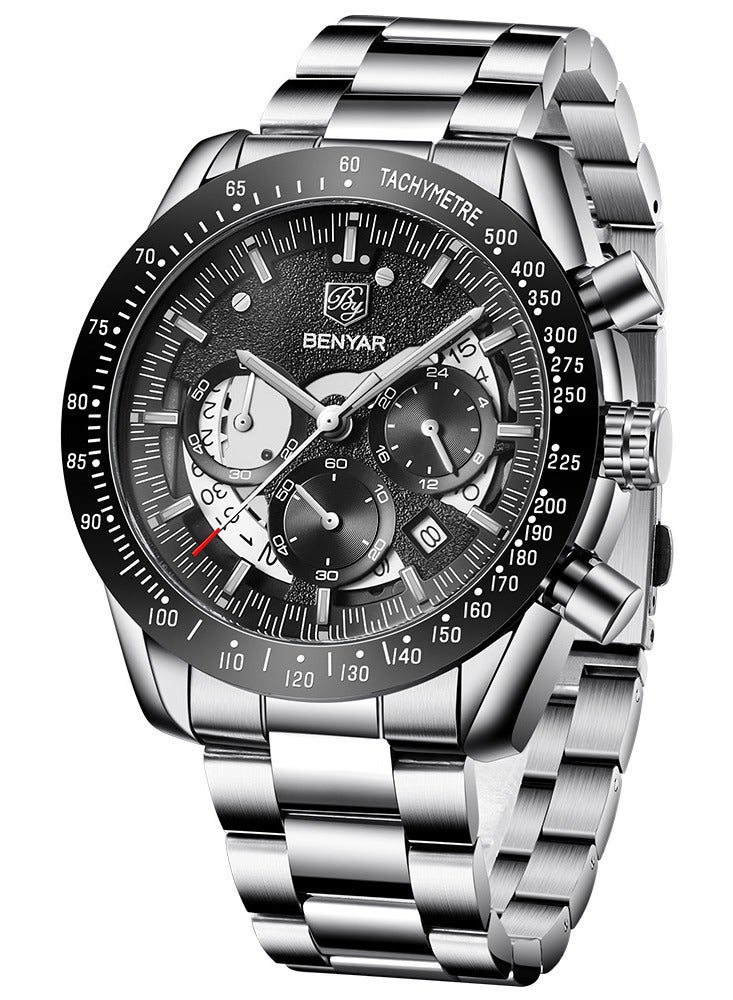 BENYAR Watches for Men Watch Quartz Luxury Stainless Steel Water Resistant Chronograph Watch 5120 - Image 1