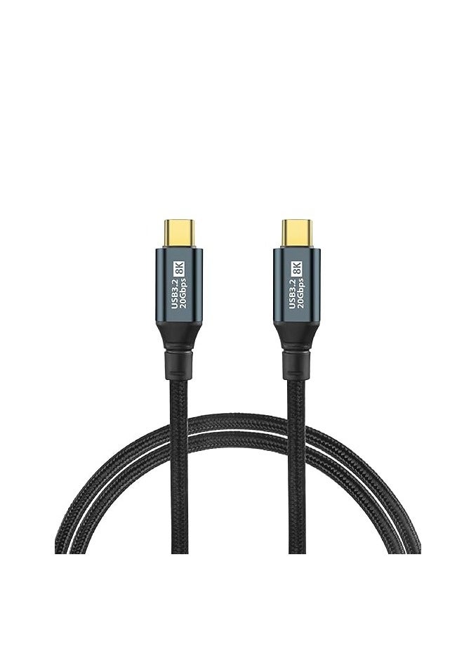 PD Fast Charging Cable - Data Cord - USB C to Type C - USB 3.2 - Gen3 - Thunderbolt 3 - E-Marker Chip - 20Gbps - 8K@60Hz - 20V/5A - 100W -0.5M - Black - Image 1