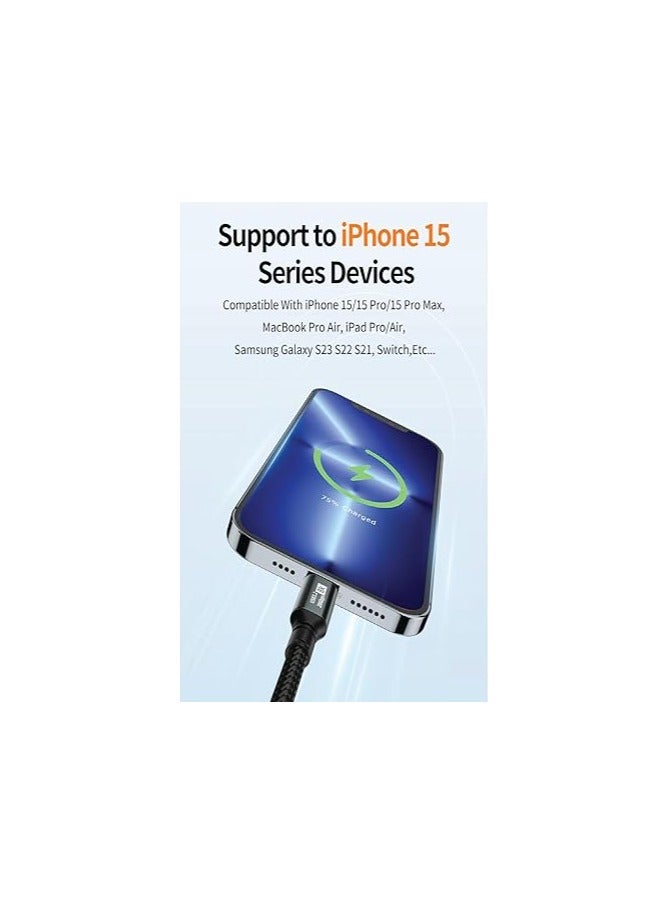 PD Fast Charging Cable - Data Cord - USB C to Type C - USB 3.2 - Gen3 - Thunderbolt 3 - E-Marker Chip - 20Gbps - 8K@60Hz - 20V/5A - 100W -0.5M - Black - Image 3