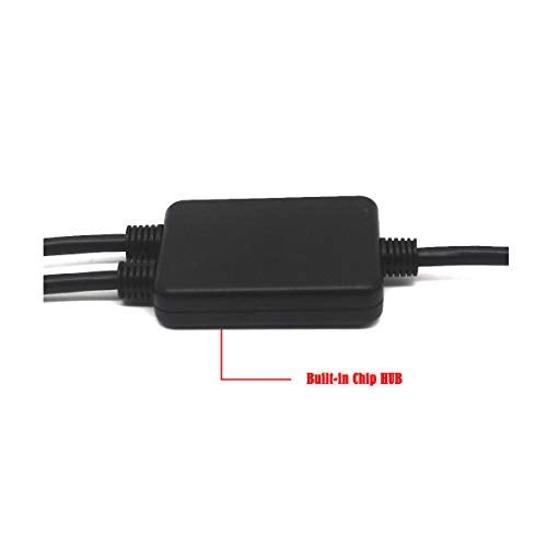 Kework 12 Inch Right Angle USB 2.0 Splitter Cable, USB Extender 1 Male to 2 Female HUB Extension Cord - Image 2