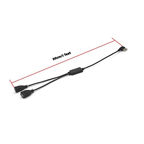 Kework 12 Inch Right Angle USB 2.0 Splitter Cable, USB Extender 1 Male to 2 Female HUB Extension Cord - Image 5