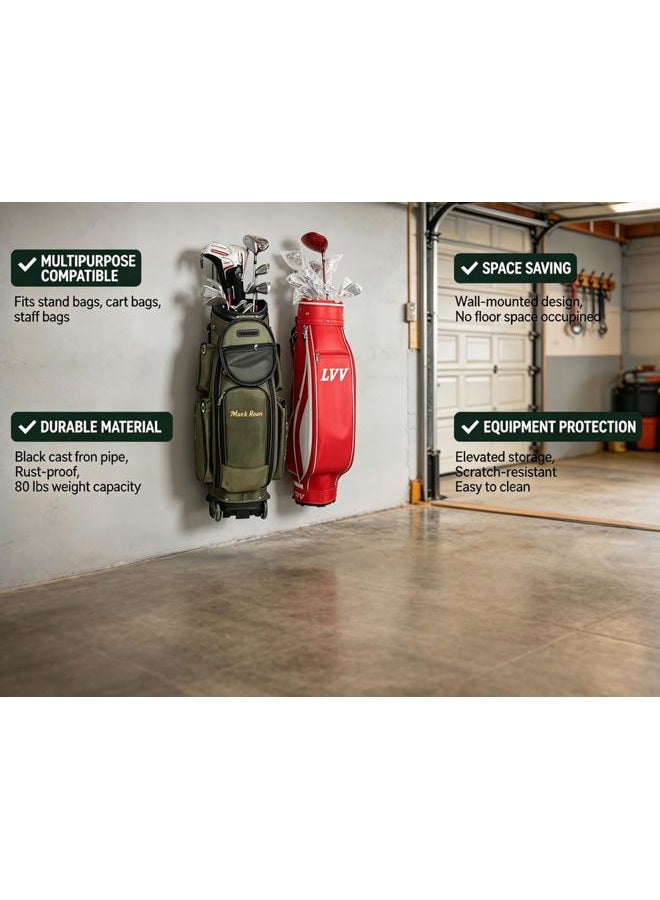 BiJun Wall Mount Golf Bag Storage Rack, Golf Bag Storage Rack for Garage Golf Bag Holder Golf Bag Stand Golf Bag Storage Rack Hangers for Storage Space for Garage - Image 2