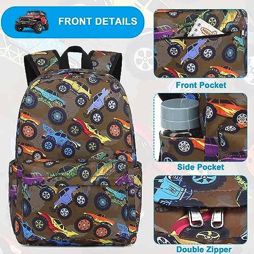 LEDAOU Kids School Backpack with Lunch Box for Boy Kindergarten BookBag School Bag Preschool Kindergarten Toddler Backpack (Brown) - Image 3