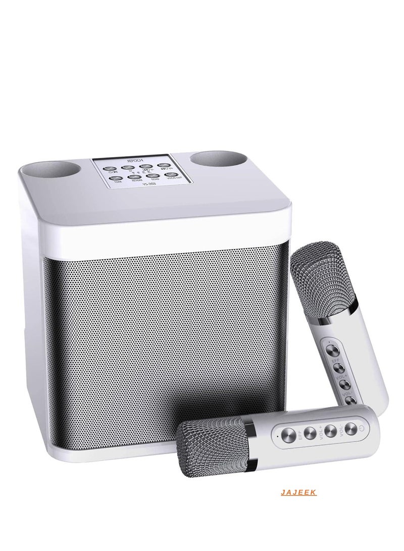 JAJEEK Bluetooth Karaoke Speaker with 2 Wireless Microphones | Portable PA System with Echo & Voice Cut | Ideal for Family Parties, Christmas, and Events | YS-203 Singing Machine for Adults & Kids - Image 1