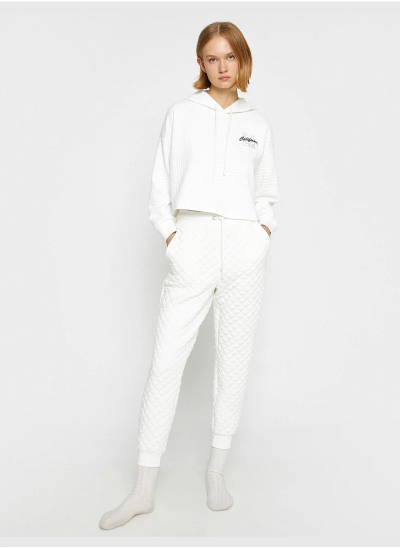 كوتون Hooded Pajama Top Embroidered