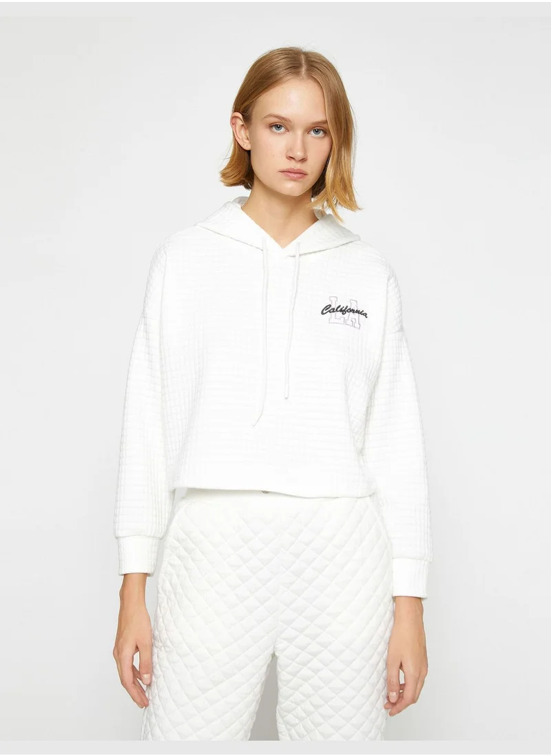 كوتون Hooded Pajama Top Embroidered
