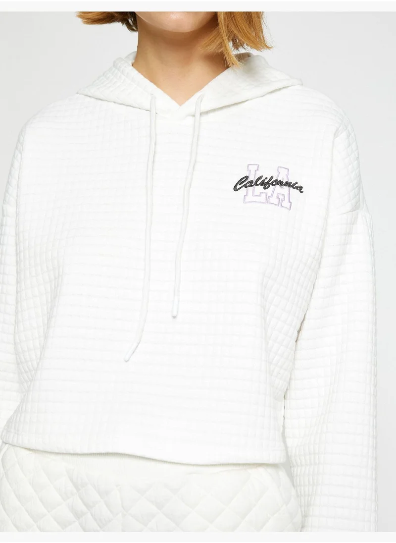 كوتون Hooded Pajama Top Embroidered