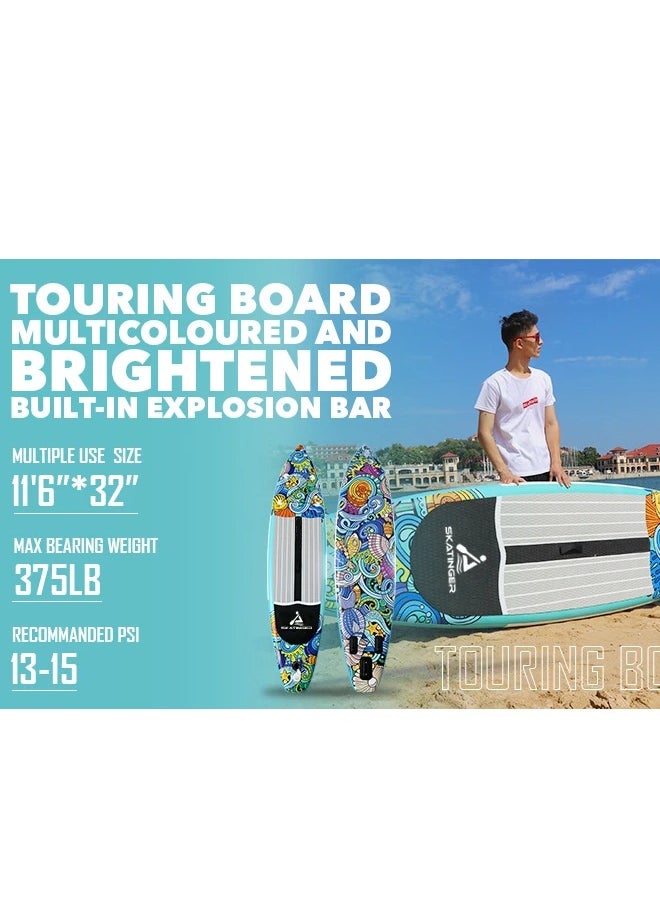 Skatinger Skatinger 11.6'-32"-6" Single Layer SUP Soft Standup Board Power Fin Paddle Board with Pump and Fins for Yoga, Fishing, Drifting, and Floating - Undine  - Image 3