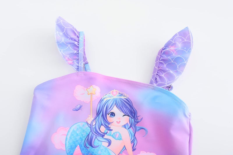 Akokvlar Two Pieces Swimsuit Mermaid Bikinis Tankini Bathing Suit for Little Girls (5T, Mermaid Purple) - Image 3