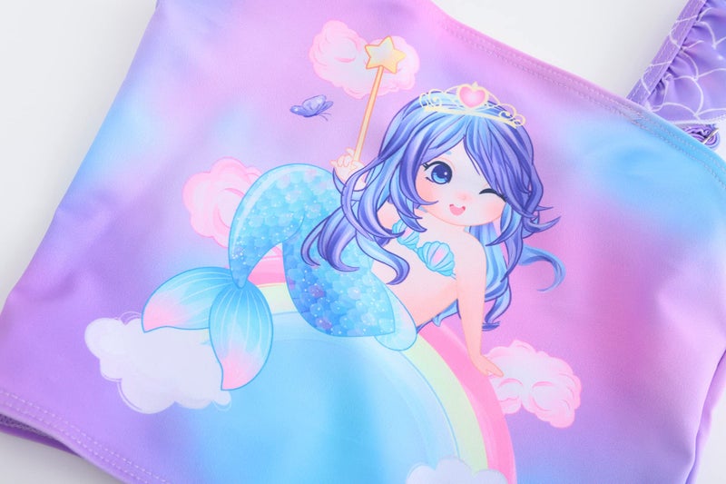 Akokvlar Two Pieces Swimsuit Mermaid Bikinis Tankini Bathing Suit for Little Girls (5T, Mermaid Purple) - Image 5