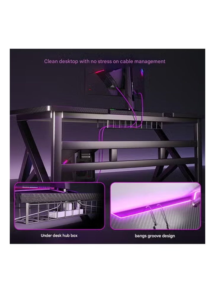 كلناميان طاولة كمبيوتر متعددة الوظائف للمكتب المنزلي 160 سم، لون أسود - Image 4