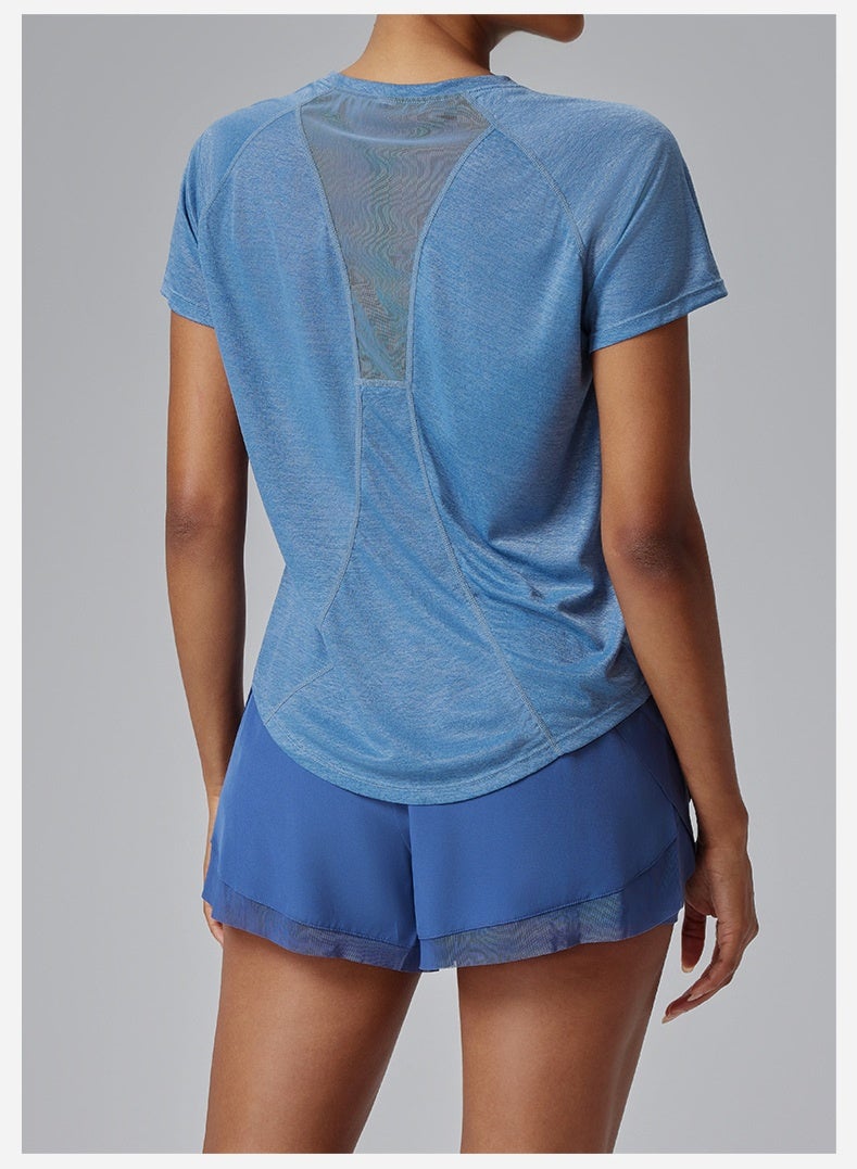 Mesh Patchwork Women Yoga Shirts Short Sleeve Breathable Fitness Gym Blouse Running Sportswear Tees Clothing Ropa Deportiva  - Image 2