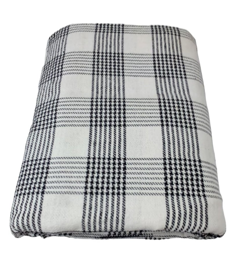 MAMRAJ The Handloom Story 100% Desi Thick & Heavy Khadi Cotton Soft Beautiful Khes/Comforter/Chadar/Single AC Blanket, Set of 1 Pc, Size- 255cm X 140cm (Skin Friendly, (White Black Check) - Image 5