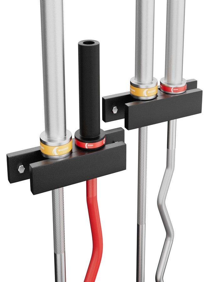 MIUONO Barbell Holder, Wall Mount Barbell Storage Hanger for Vertical Barbell Wall Rack, Garage Gym Olympic Bar Holder, Fits Under 40 mm Bar in Size, 2 Pack - Image 1