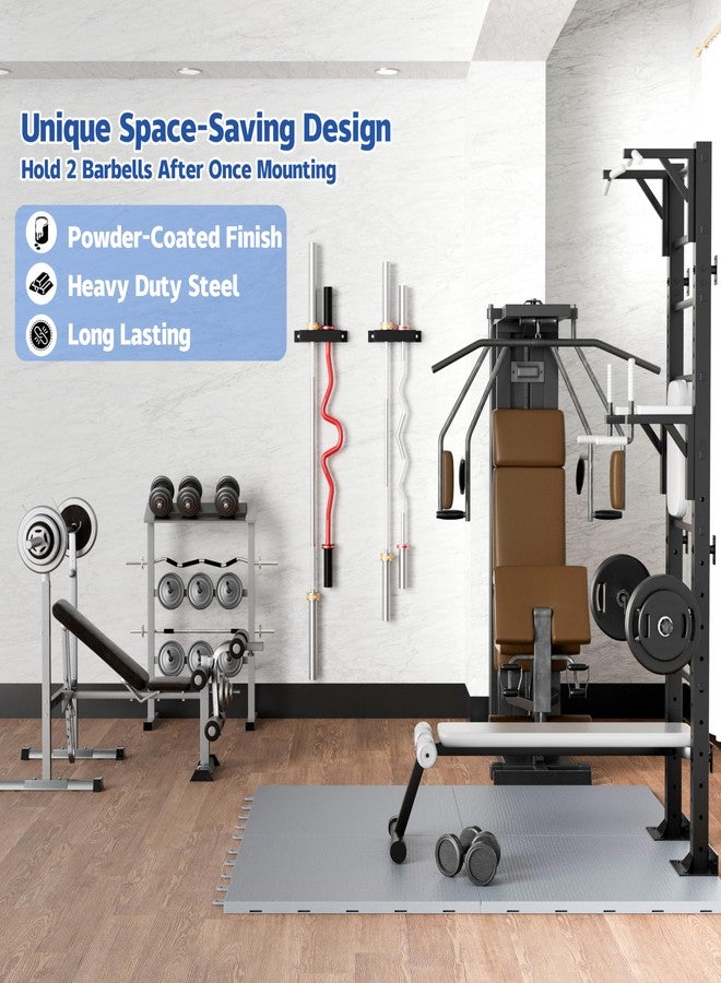 MIUONO Barbell Holder, Wall Mount Barbell Storage Hanger for Vertical Barbell Wall Rack, Garage Gym Olympic Bar Holder, Fits Under 40 mm Bar in Size, 2 Pack - Image 5