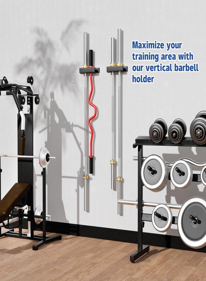 MIUONO Barbell Holder, Wall Mount Barbell Storage Hanger for Vertical Barbell Wall Rack, Garage Gym Olympic Bar Holder, Fits Under 40 mm Bar in Size, 2 Pack - Image 3