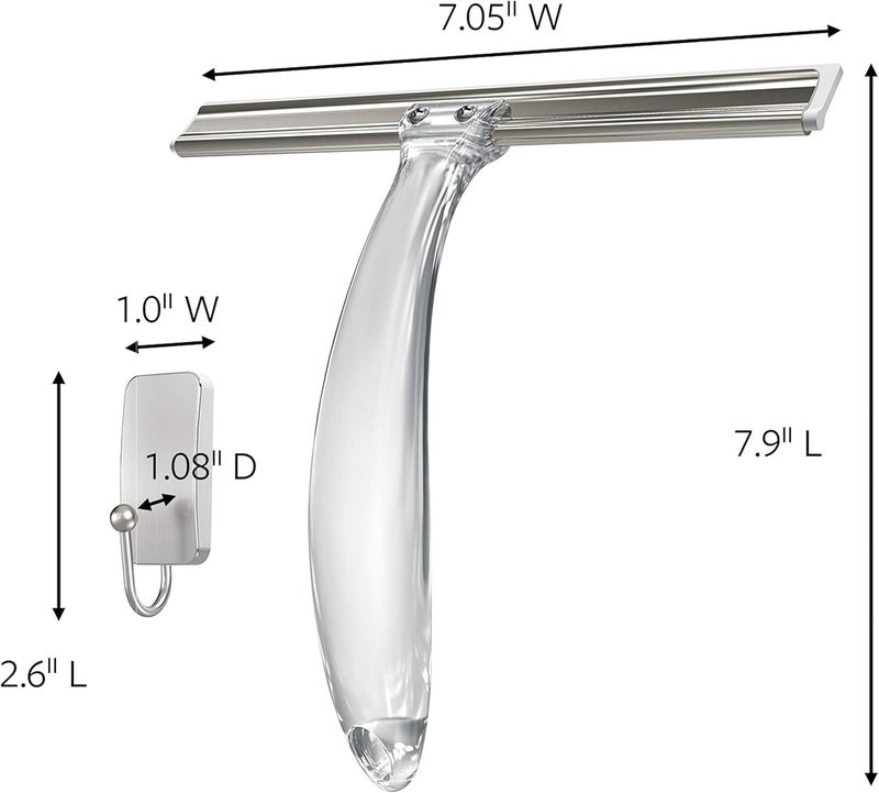 Command Shower Squeegee, Satin Nickel, 1-Squeegee, 1-Hook, 1 Small Water-Resistant Strip (BATH32-SS-ES) - Image 2