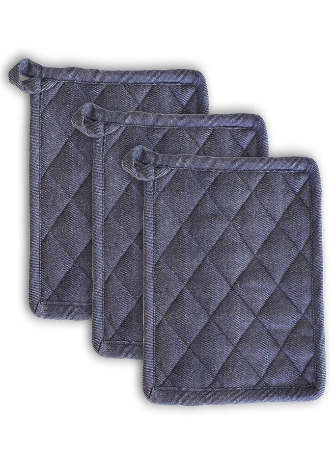 Ecotribe Hot Pot Holder for Kitchen-Heat Resistant Polywaded Cotton Pot Stand, Cooking Pot Holders-Free Size, Pack of 3, Blue - Image 1