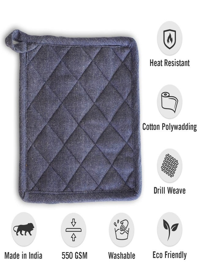 Ecotribe Hot Pot Holder for Kitchen-Heat Resistant Polywaded Cotton Pot Stand, Cooking Pot Holders-Free Size, Pack of 3, Blue - Image 4