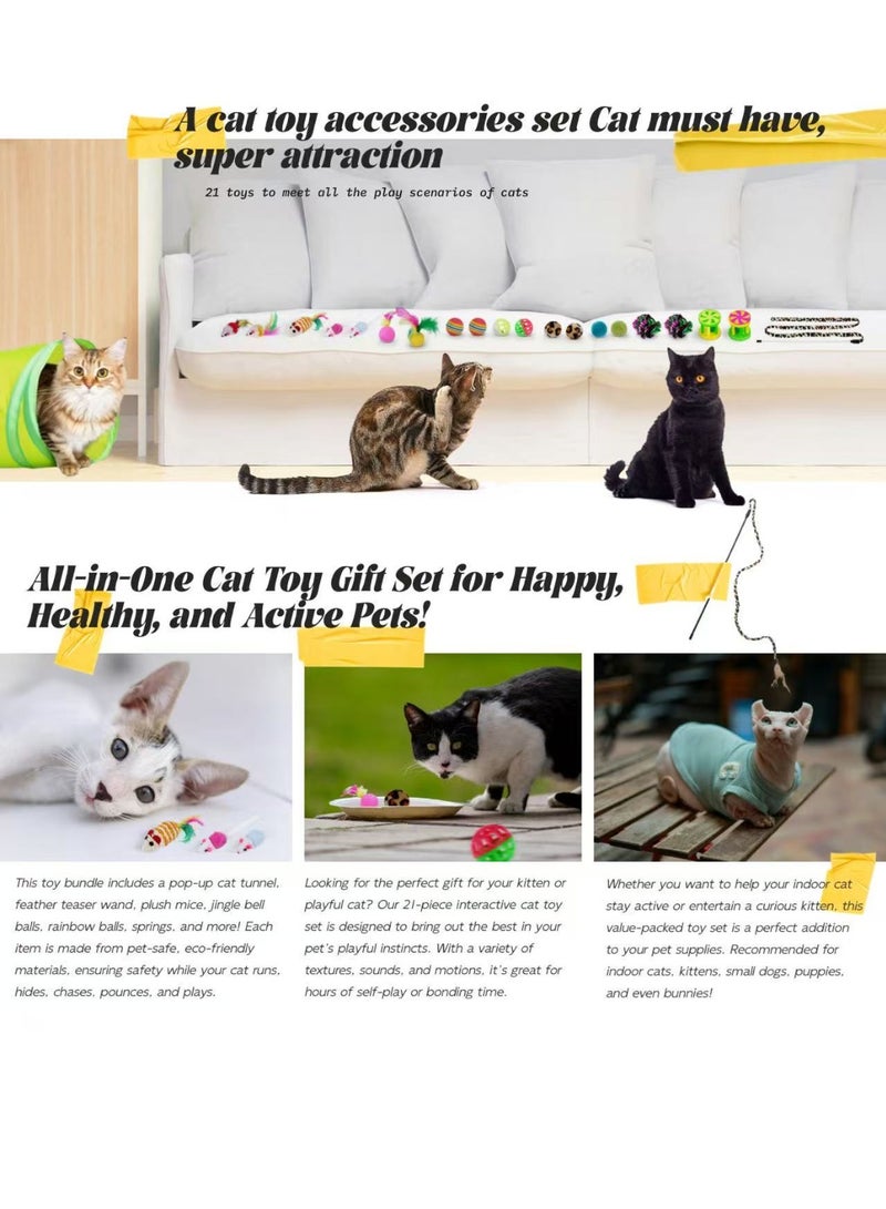 لعبة القط القط 21 قطعة ، وجميع أنواع لعبة القط مع نفق نفق التفاعل القط لعبة مجموعة مع الريش لعبة مجموعة الشاي الريش الماوس تجعد الكرة الربيع لعبة مجموعة القط ، القط ، القط الحيوانات الأليفة أنبوب النفق لعبة ، القط في الأماكن المغلقة النفق ، القط حفر العين لعبة الكرة القط ، الكلب ، القط الصغير ، القط ، الأرنب - Image 4