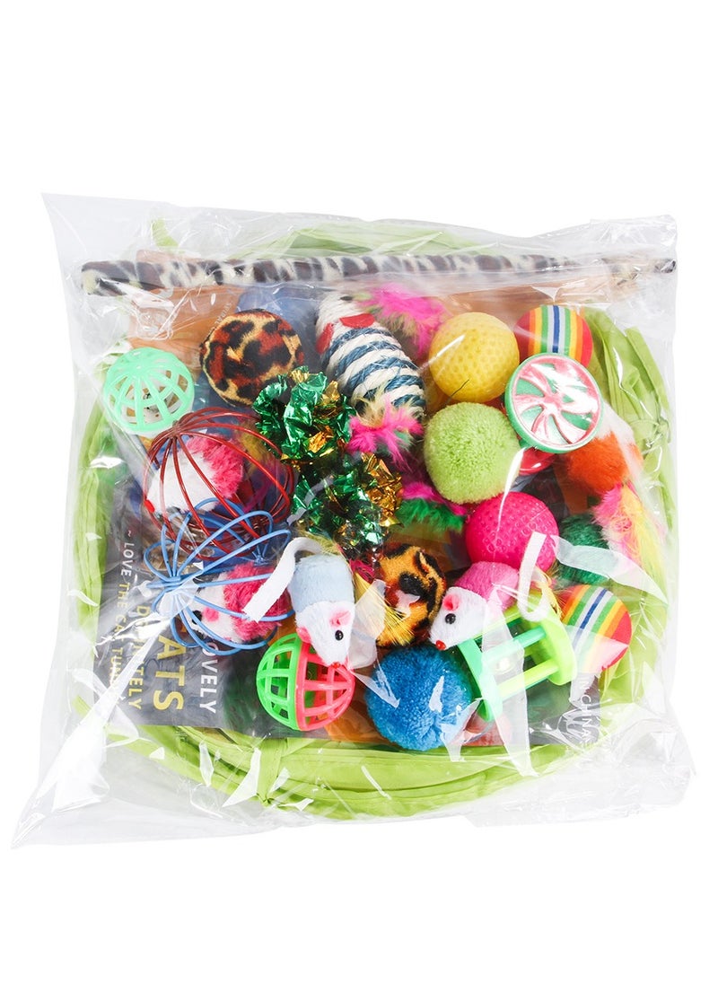 Generic - 21 PCS Cat Toys Kitten Toys, Variety Catnip Toys with Tunnel Interactive Cat Tunnel Toys Set With Feather Toy Feather Teaser Fluffy Mouse Crinkle Balls Spring Toy Set for Cat, Kitty,Pet Cat Tunnel Tube Toys, Tunnels for Indoor Cats，Kitty Bored Peek Hole Toy Ball Cat, Puppy, Kitty, Kitten, Rabbit - Image 1