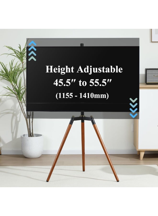 فلاشهوك حامل شاشة تلفزيون  مناسب لشاشات من ٣٢ إلى ٦٥ بوصة | ارتفاع قابل للتعديل | تدور بزاوية 140 درجة طاولة تلفزيون | سعة ٧٠ رطلاً | تصميم من الفولاذ وخشب الزان لغرفة المعيشة وغرفة النوم، أبيض - Image 4