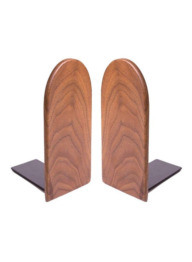 Bamber Wood Bookends, Decorative Bookends for Shelves Heavy Books, Office Book Stand, Black Walnut, H6.7 x W4.7 x L3.9 - Image 1
