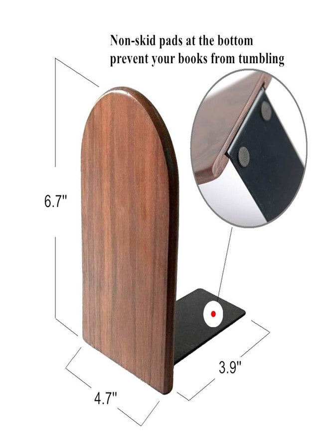 Bamber Wood Bookends, Decorative Bookends for Shelves Heavy Books, Office Book Stand, Black Walnut, H6.7 x W4.7 x L3.9 - Image 2