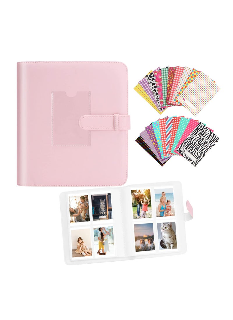 Generic 273 Pockets Photo Album PU Leather Albums Instant Mini with 20 Sticker for 3 Inch Film Camera Printer Pictures Book Pink  - Image 1
