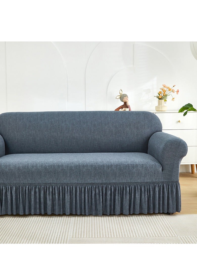 DUNISO Sofa cover, elastic sofa protective cover, anti slip furniture cover, anti fouling and wear resistant,skirt design， suitable for all seasons, three seats, 190 to 230 cm，grey - Image 2